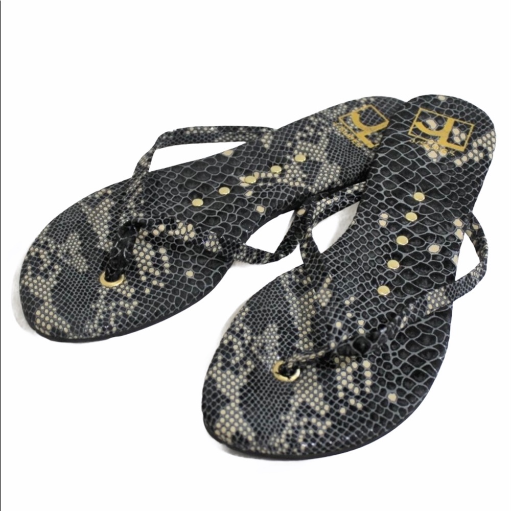 J/SLIDES Snake Print Flip Flop Sandals 7